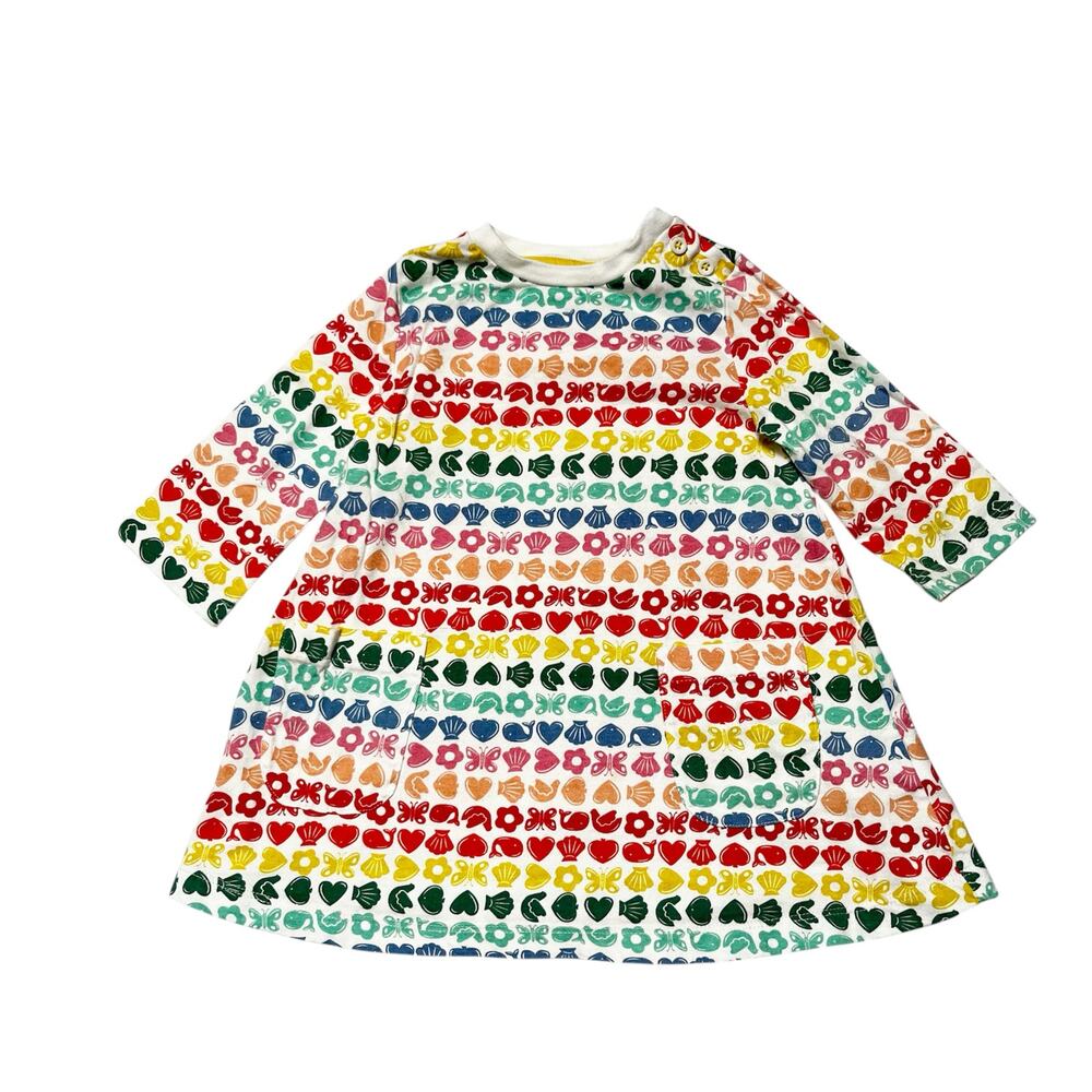 Mini Boden Rainbow Stripe Fair Isle Tunic Dress Size 2/3